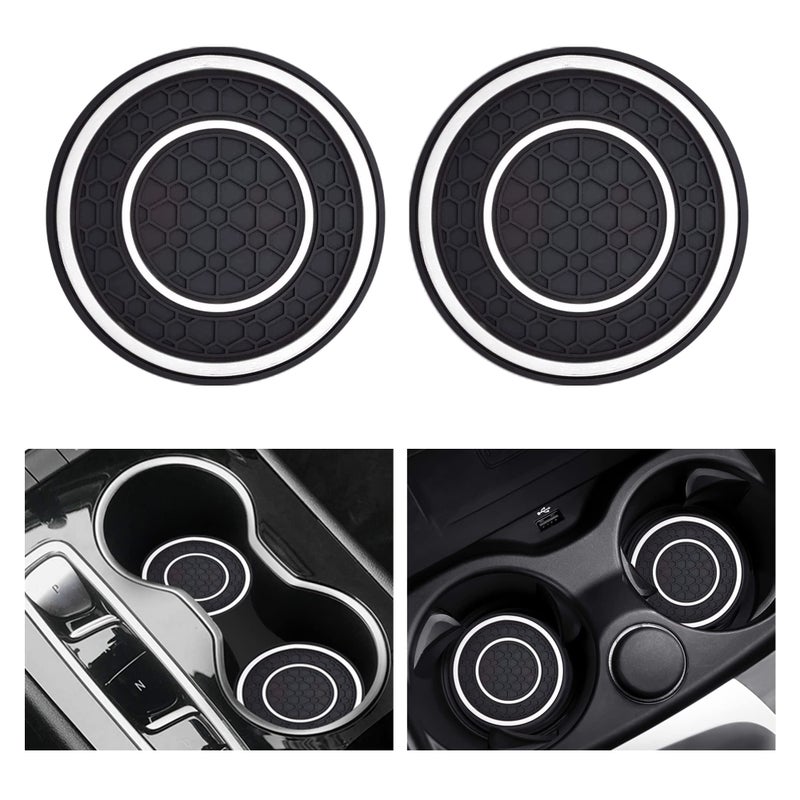 SUJADE 2 PCS Car Cup Holder Coaster,Car Coasters Cup Mats,2.75 Inch Universal Car Cup Coasters,Non-Slip Anti Dust Mats Cup Holder Insert Coaster, Suitable for Most Car Interior(White) - Image 1